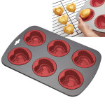 Forma com formato de coração para 6 cupcakes
