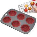 Forma com formato de flores para 6 cupcakes